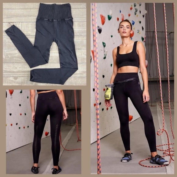 ✨NWOT Free People Movement Good Karma High Waist 7/8 Leggings Black Mineral Wash - Picture 1 of 10